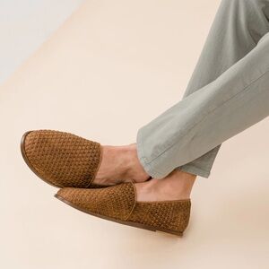 Nisolo Men’s Alejandro Woven Slip-On in Tobacco color